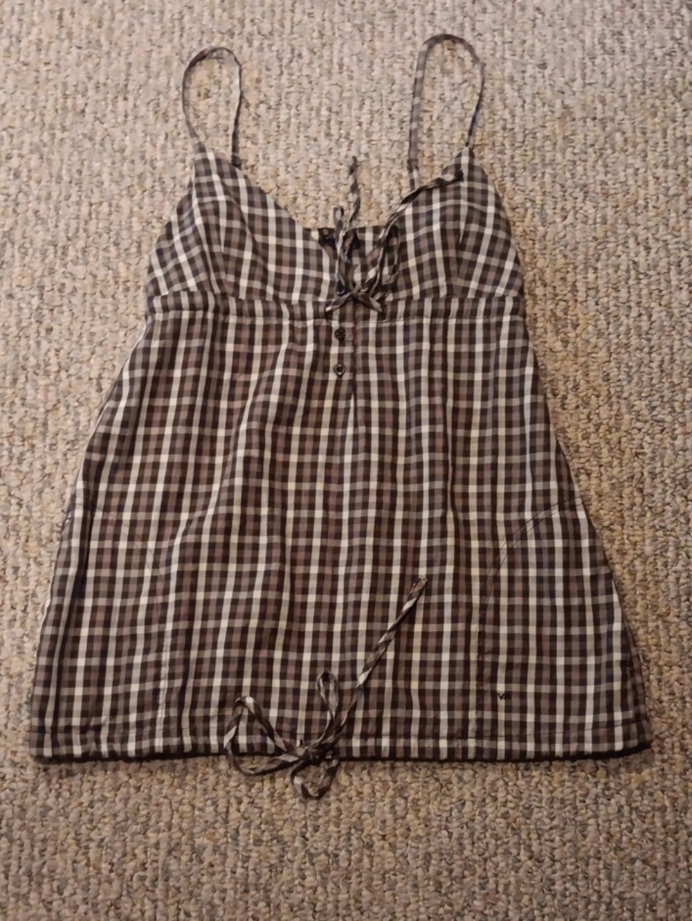 RVCA Black & White Gingham Tie-Front Top